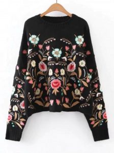 Pull brodée floral Zaful - Autour de Marine